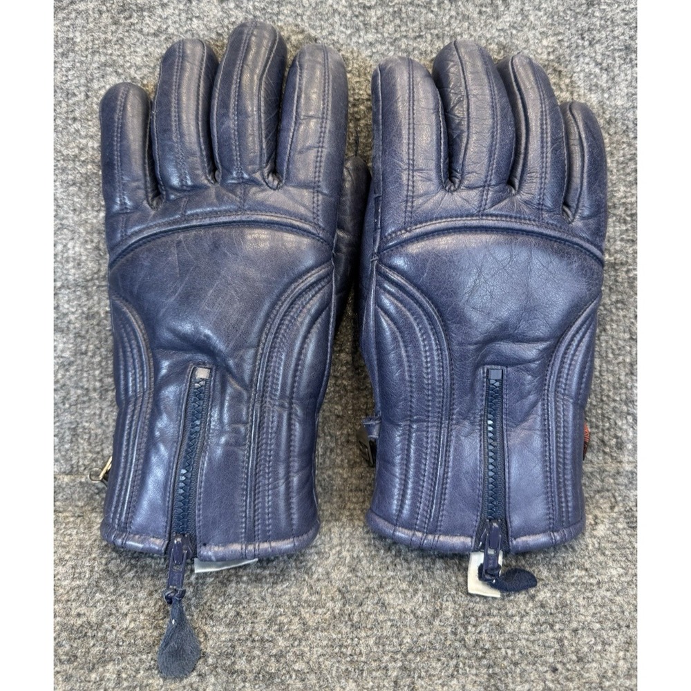 Vintage Kombi Men's Large Blue Genuine Leather Ski Gloves Thinsulate Japan
